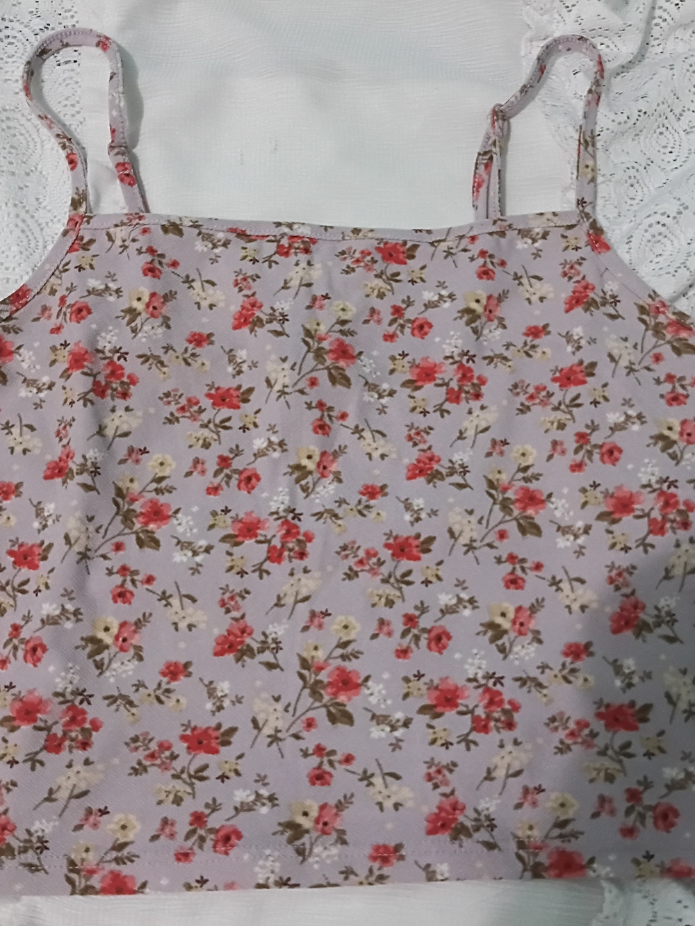 Forever 21 Lavender Floral Spaghetti Strap Crop Top